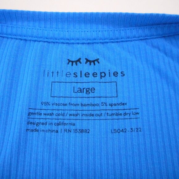 Little Sleepies Men's size L Pajama Top Bamboo Short Sleeve Blue Sleep Shirt - Picture 6 of 8